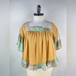 💚 2986. Boho Flowie Short Sleeve Blouse